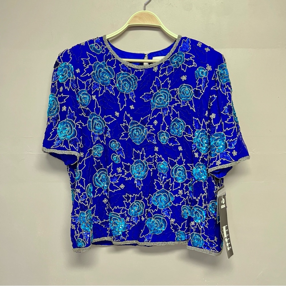 Vintage Leslie Fay sequined and beaded silk top